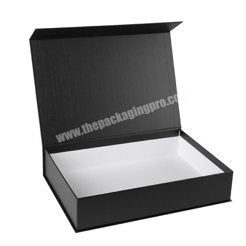 OEM Custom logo luxury magnetic black gift paper cardboard packaging box