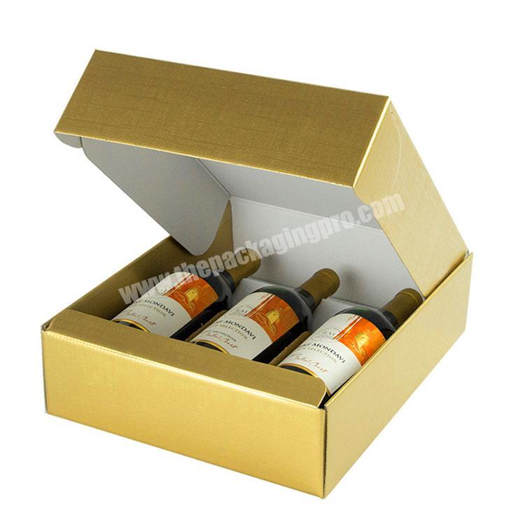 OEM Custom Strong CMYK Printing Recycle Paper Handmade Flip 3 Bottles Mailer Wine Box Packaging