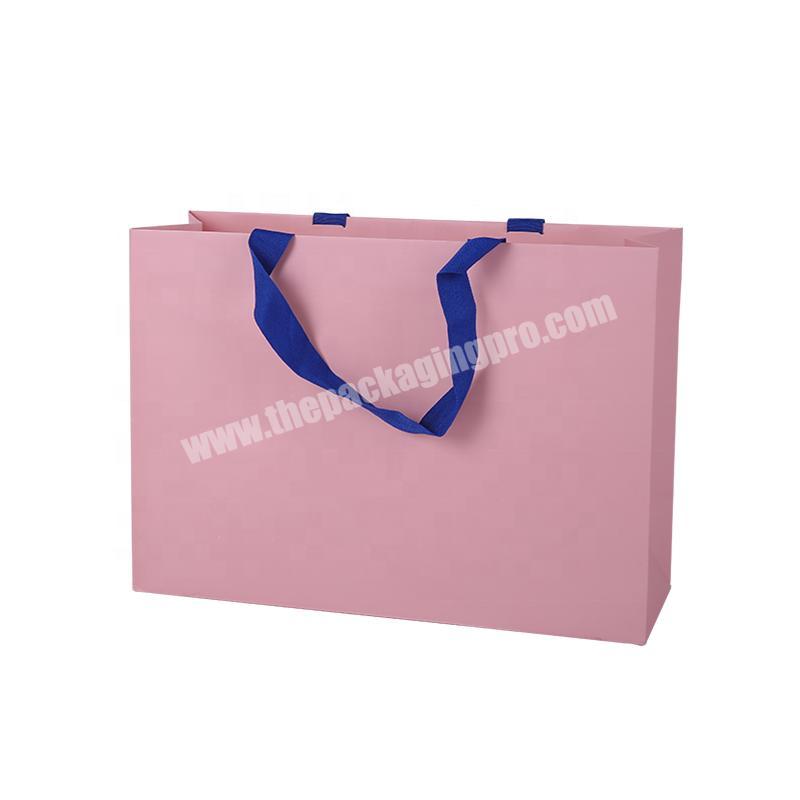 OEM Custom Wholesale Carry Packaging Pink Paper Gift Bags with Ribbon Handles