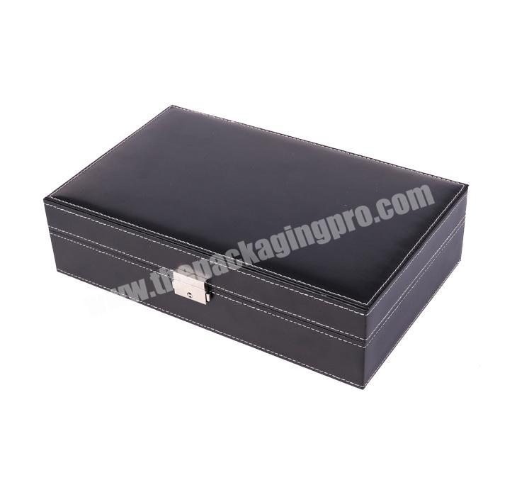 OEM customized logo Grey flannel 8+2 slots Top grade leather packaging watch and Jewelry box