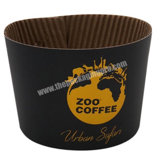 OEM Factory Coffee cup sleeve paper cup tray with customized logo gold foil stamping