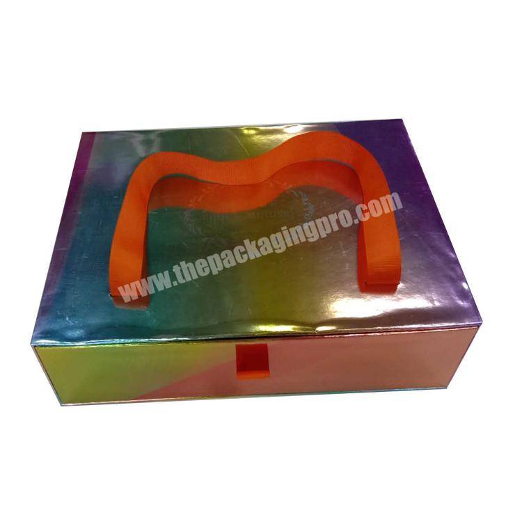 OEM factory custom colorful  holographic packaging box clothes gift rigid box  garment paper board box with logo