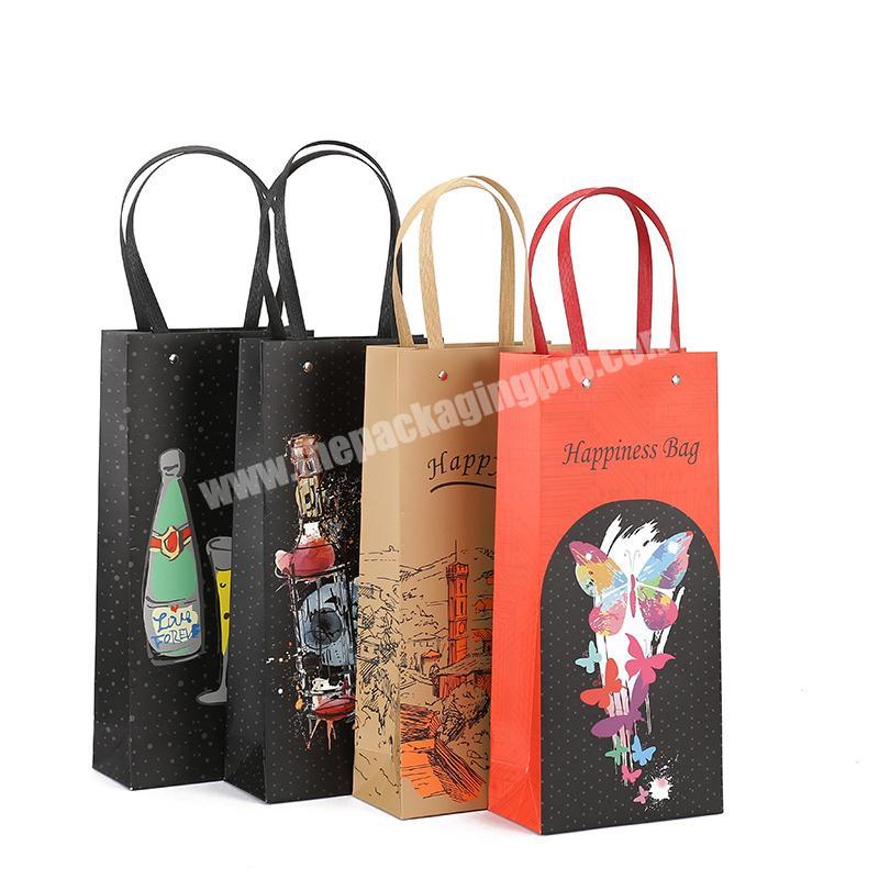 OEM Factory New wine box packaging paper bag foldable paper bag with logo customized
