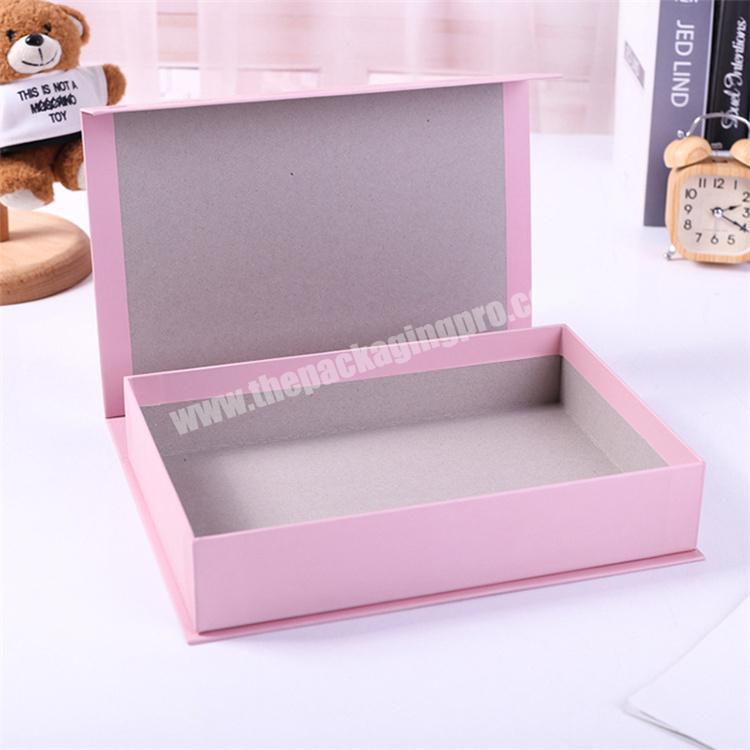 OEM Factory Pink color printing golden logo gift box glossy laminate paper box China factory