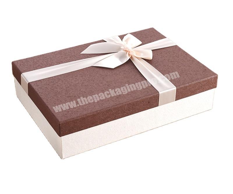 OEM Factory Shirt and garment packing paper gift box customized bow gift box removeable lid box
