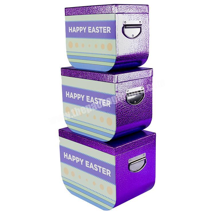 OEM Hard Paper Gift Box Paperboard Custom Gift Boxes With Lids Luxury Attractive Design Color Paper Box With Handles For Easter