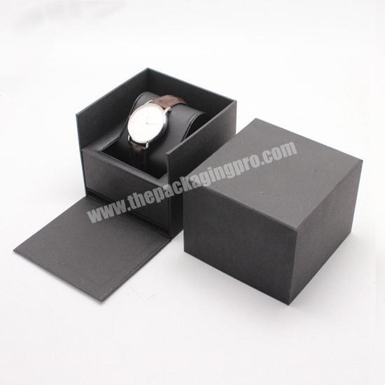 Oem luxury box for digital quartz sports men watch packaging black drawer watch box custom logo