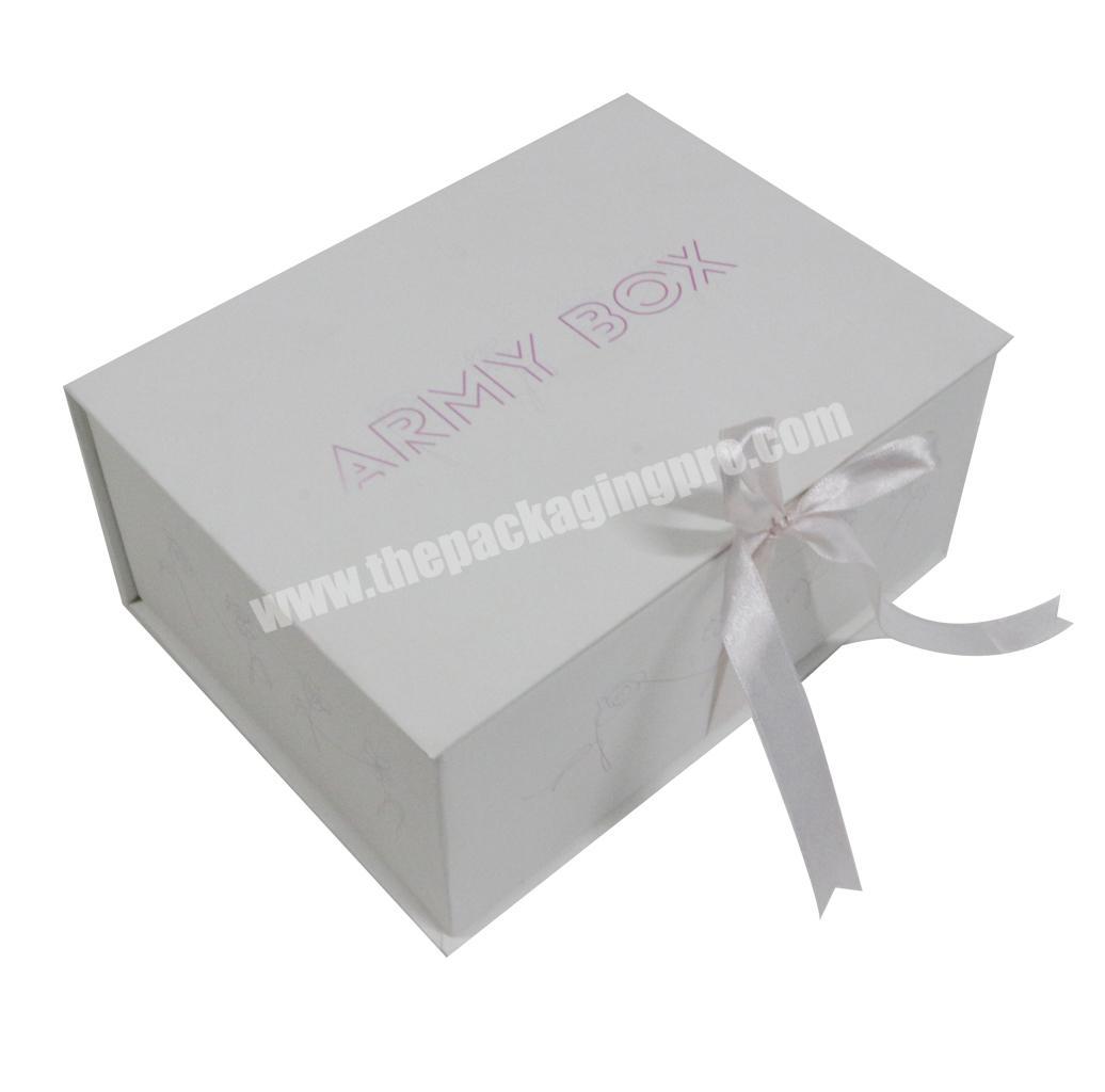 OEM luxury Custom printed Magnet gift boxes with ribbon gift packaging for clothes