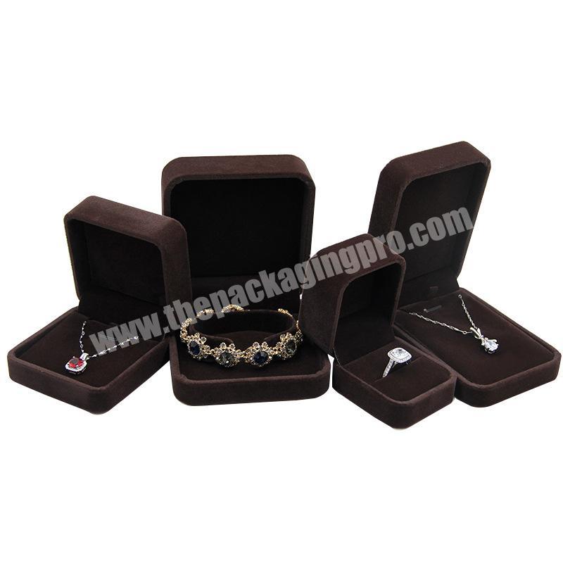 Oem luxury jewelry bracelet display storage gift box custom logo jewelry darkgray plush packaging box