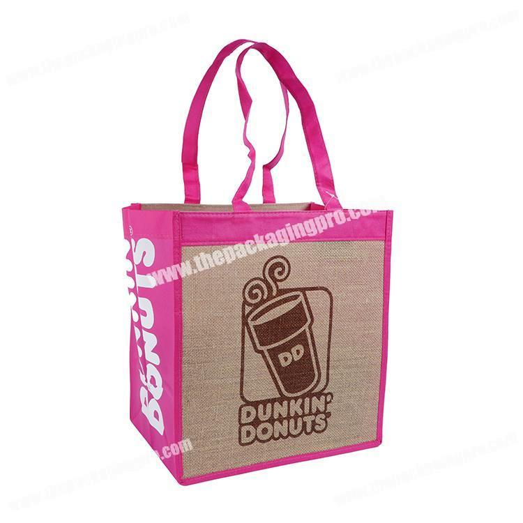 OEM & ODM are welcomed advertisement handle jute shopping bag