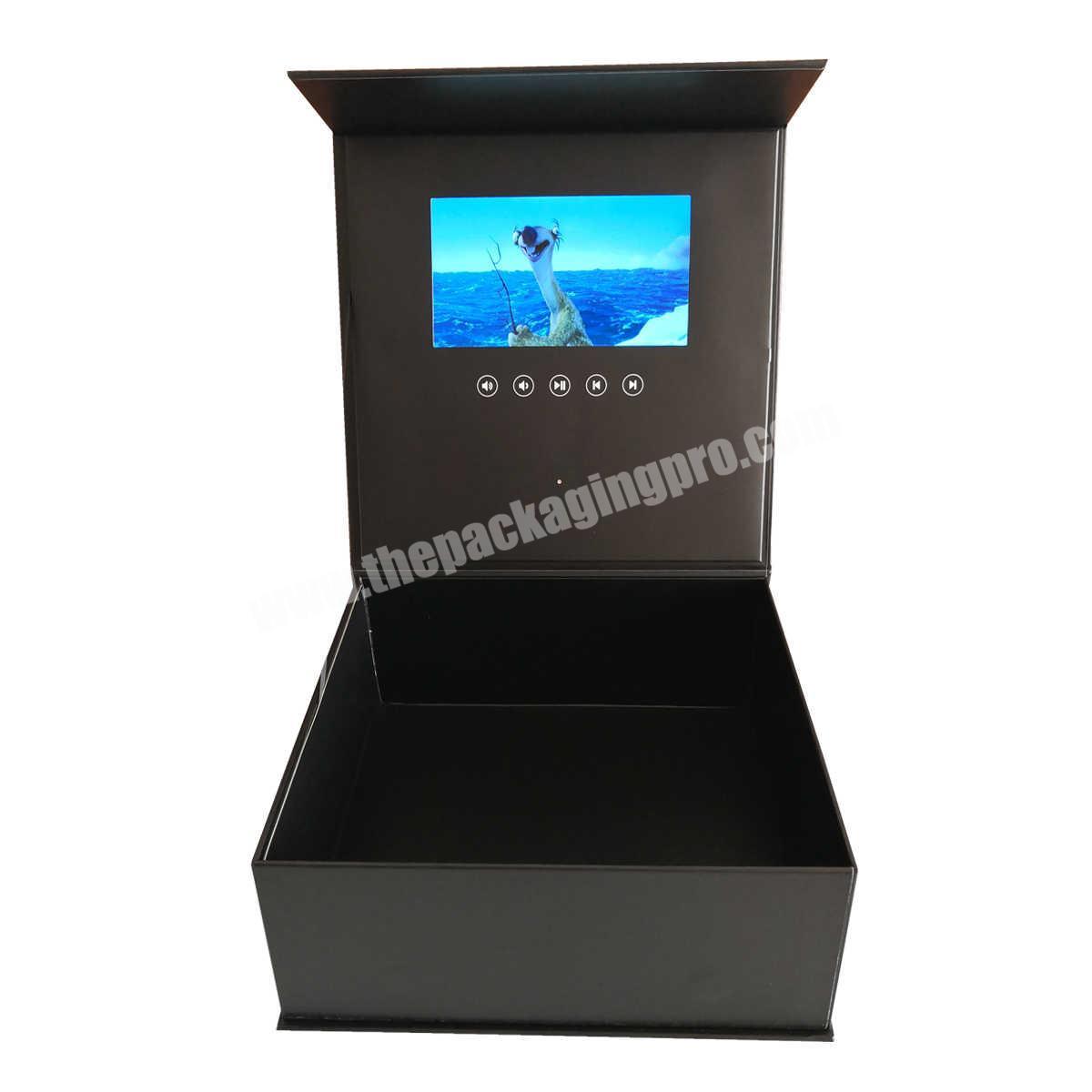OEM ODM New Design Custom Logo Fashion Packaging Lcd Video Screen Gift Box For Wine Glass Bouquet Present Birthday Party 3D USB