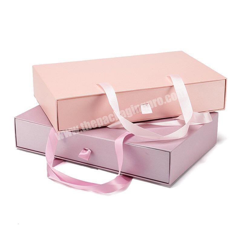 OEM recycled  drawer luxury cardboard packaging paper box with ribbon