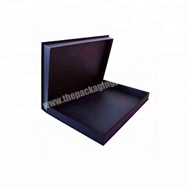 Office stationary paper case custom logo black cardboard archival three side hinged book storage packaging file box