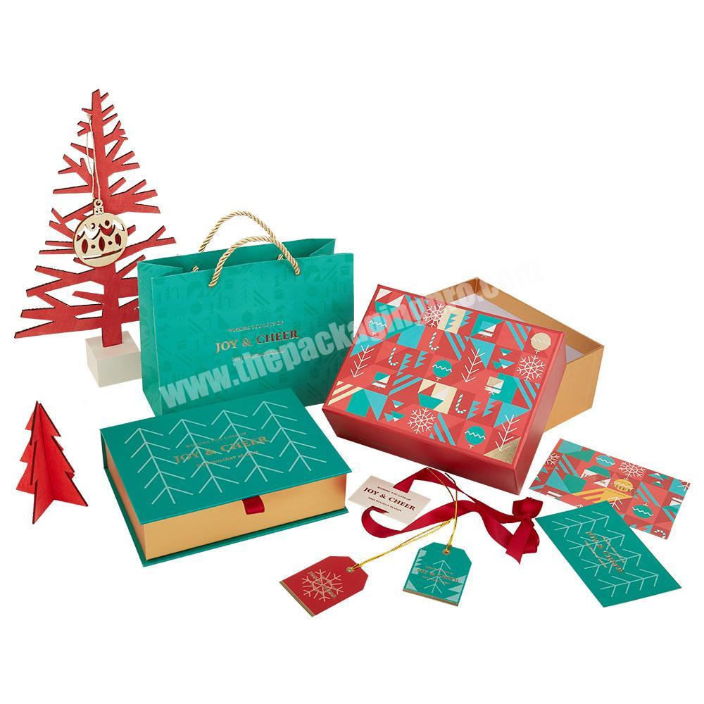 offset full color printing book shape magnetic Christmas festive gift sets products packing box