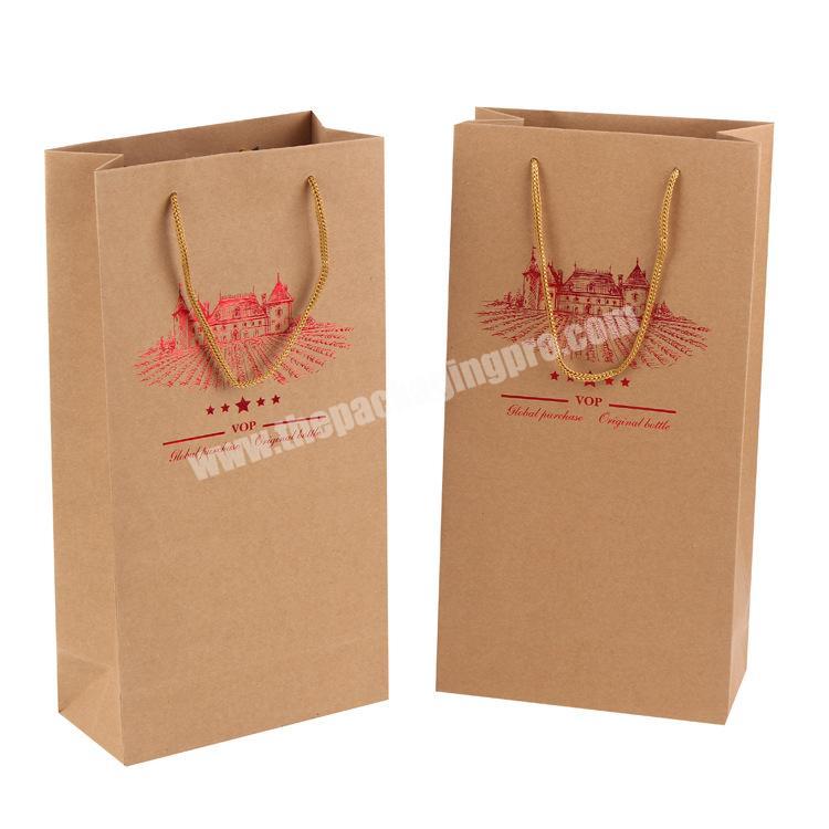 one bottle two bottle wine paper bags with nylon silk ribbon handles