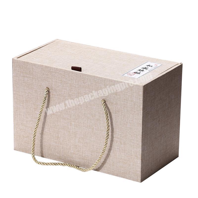 one two bottle cloth wrapping paperboard tea wine packaging portable box with handle