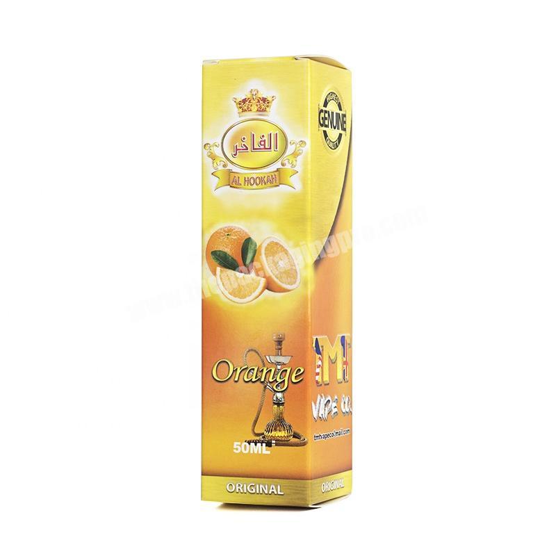 Orange flavor 50ml arab hookah refill oil retail packaging paper box custom