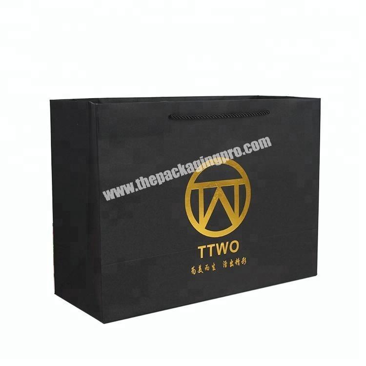 Ouhai Packaging Custom High-end Luxury Shopping Black Paper Bag