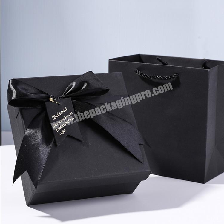 Packaging manufacturer custom printing black cardboard gift box with lid packaging scarf