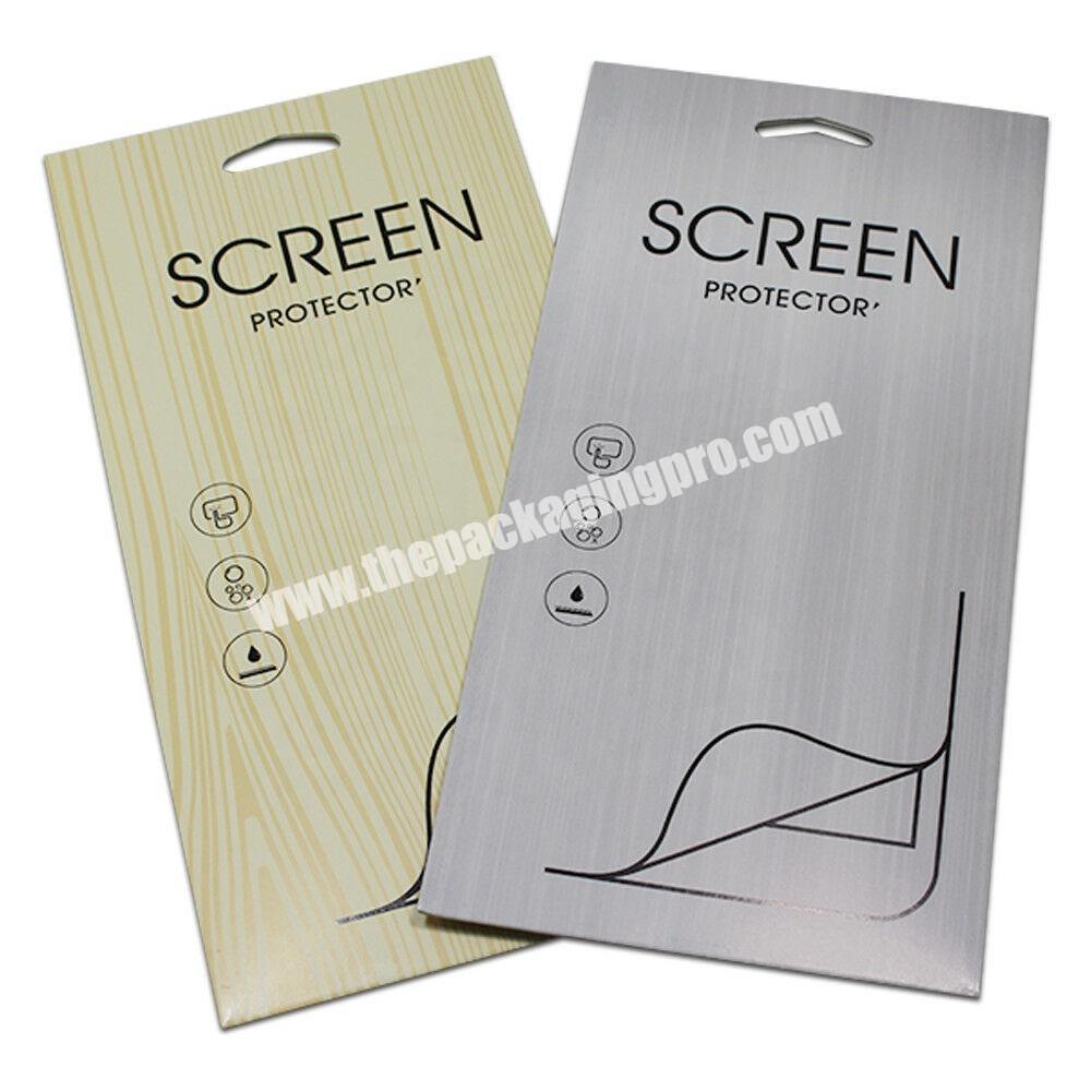 Paper Box Mobile Phone Screen Protector tempered glass Packaging  With Hang Hole