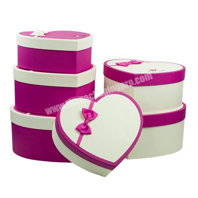 Paper cardboard luxury heart shape giant gift box with ribbon tie