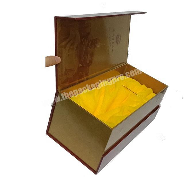 paper cardboard rigid  gift wine shipping transport box with silk and styrofoam for bottle
