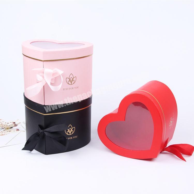paper empty heart shaped gift box for flowers