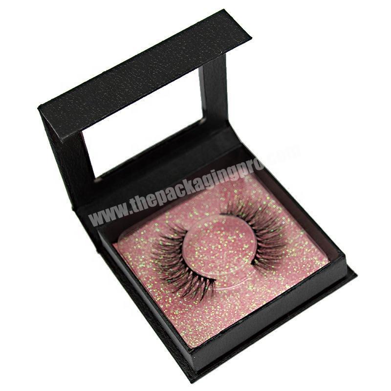 paper fashion 1 pair custom logo square black glitter eyelash box