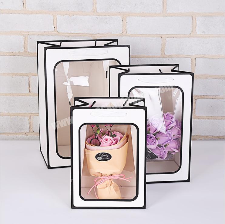 paper gift bags custom flower delivery box cardboard pvc shopping bag