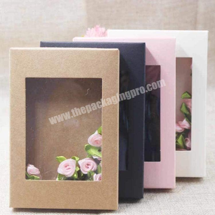 Paper gift packaging kraft box with PVC window for arts and crafts