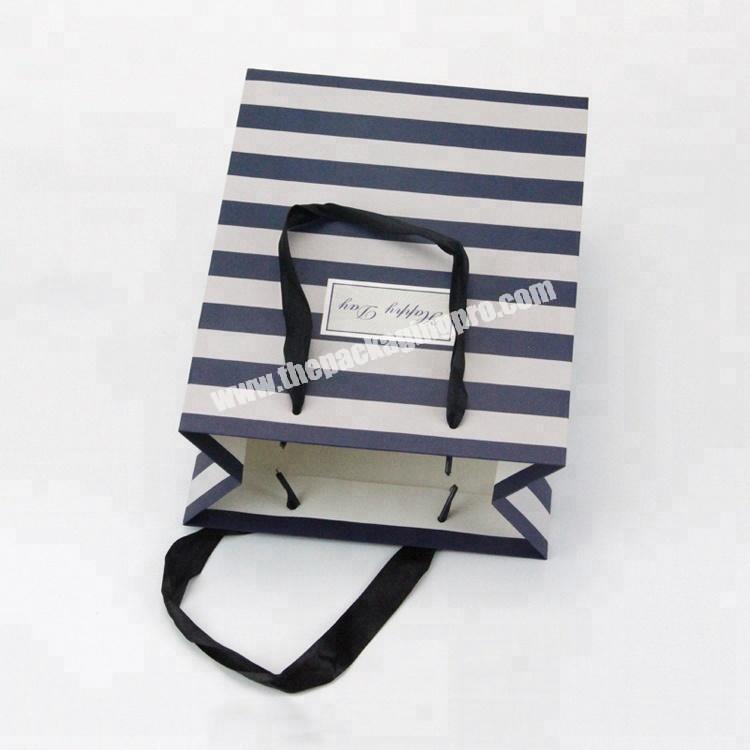 Paper Packaging Custom Black Striped High Matt Euro Tote Paper Bags