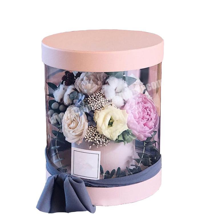 Paper round cylinder color printing packaging acetate PVC wall flower box