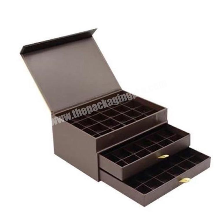 Paperboard Luxury Chocolate Box Brown Flip Lid Cardboard Drawer Chocolate Box Three Layers Paper Gift Box For Chocolate