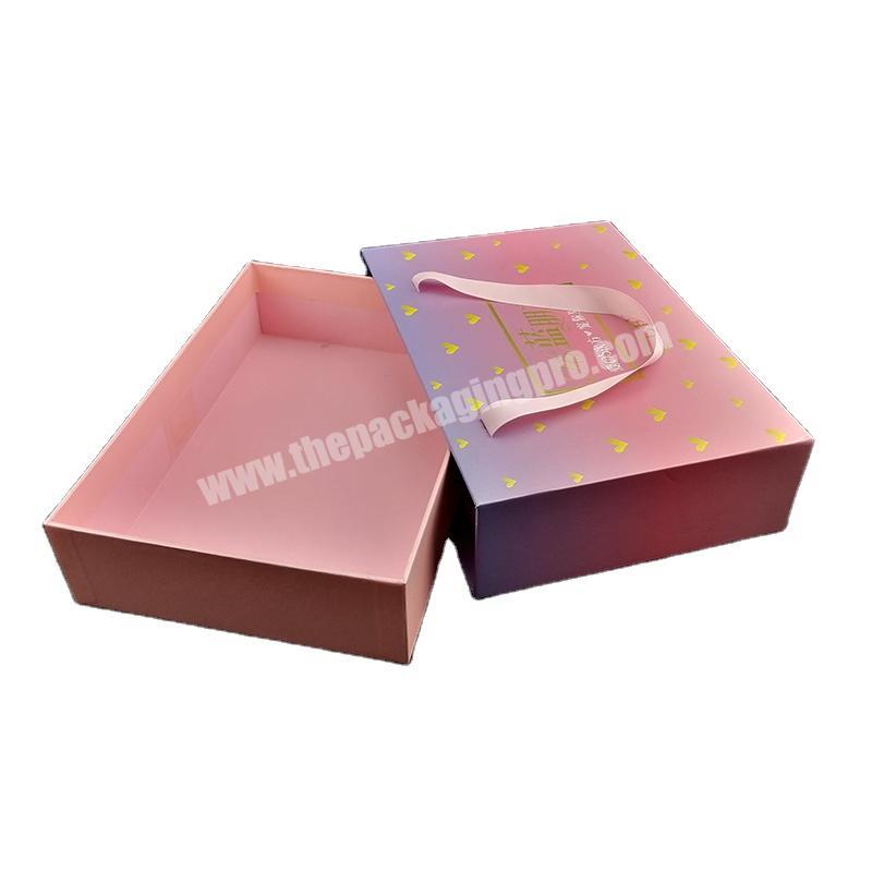 Paperboard Plain Pink Shiny Foil Slide Open Custom Shoe Gift Paper Packaging Drawer Box With Handle