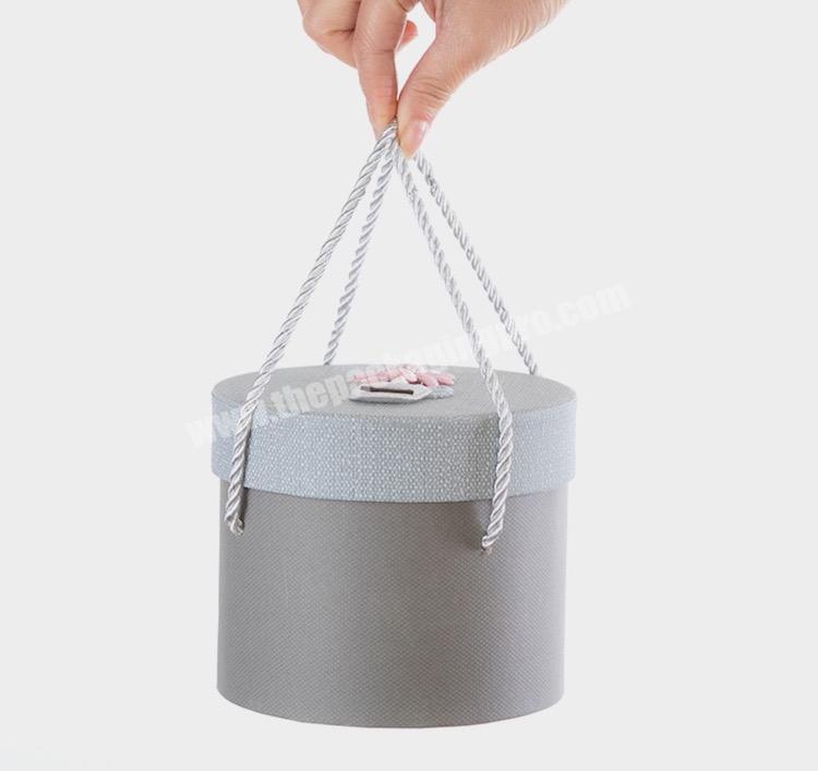 Paperboard Small Gift Paper Box String Eco-friendly Gift Paper Round Box Flower Pattern Elegant Cylinder Shaped Paper Gift Box