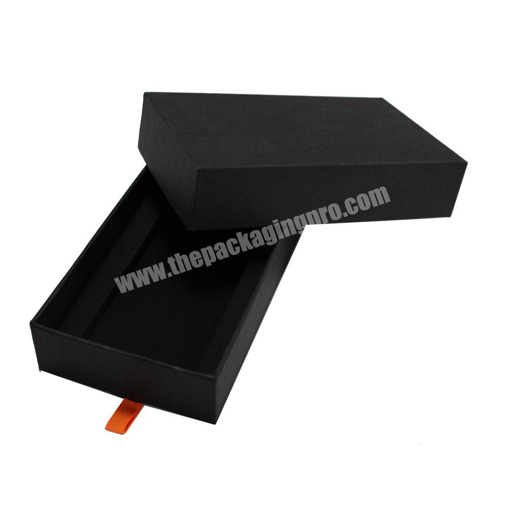 Pearlescent paper packaging black matte box with ribbon handle