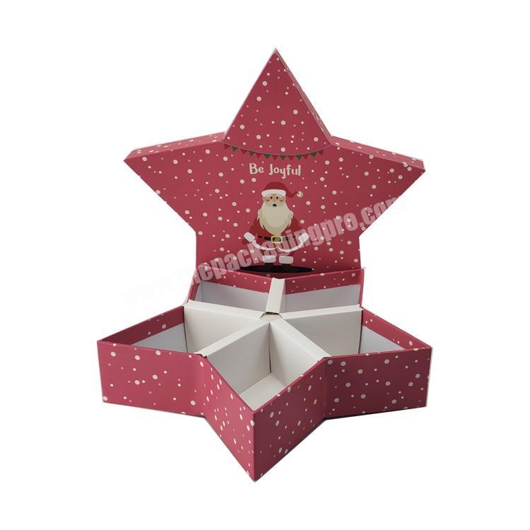 Pentagram Shape Special Design Custom red fancy Rigid Paper christmas Gift Box