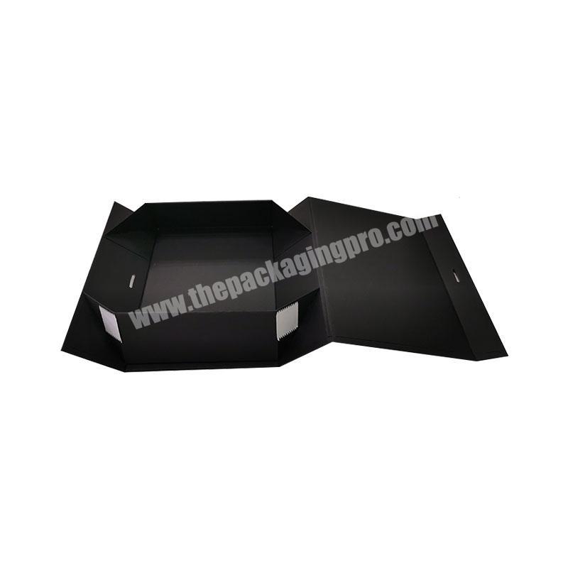 Perfume packaging matt black folding gift box magnetic flip boxes