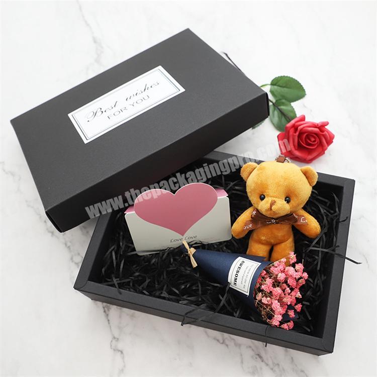 Personalis Luxury High Quality Bouquet Rectangle Luxury Flower Memory Card Rose Bear Packaging Gift Box