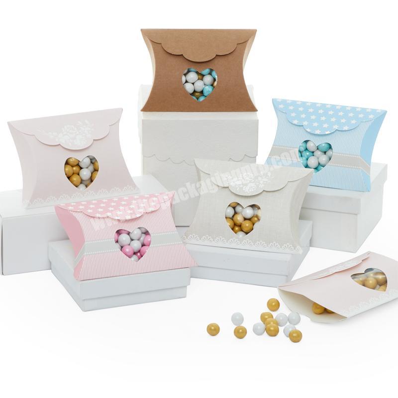 Personalised custom paper window pillow candy wedding favor boxes
