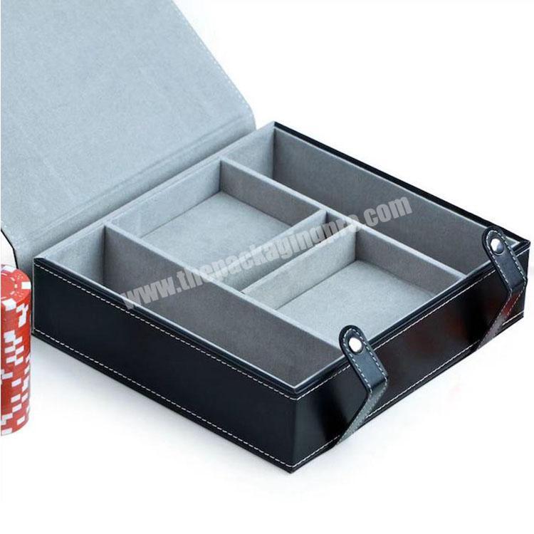 Wholesale Personalized Black Poker Dice Chip Set Leather Paper PU Box With Snap Closure
