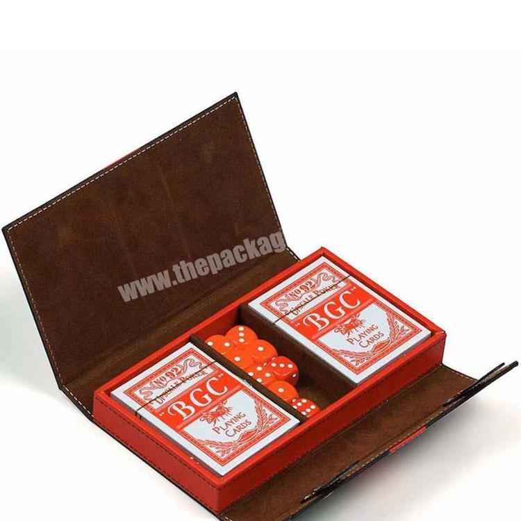 Shop Personalized Black Poker Dice Chip Set Leather Paper PU Box With Snap Closure