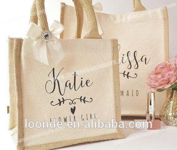 Burlap Tote Bag Personalized Tote Bag Bride Gift 