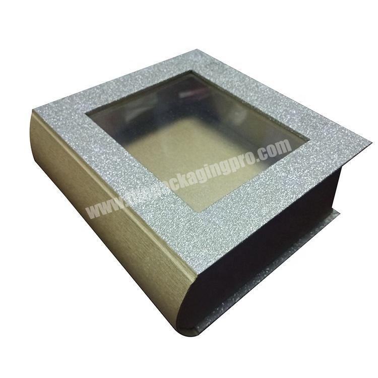 Personalized Cardboard Paper Packaging Book Shape Gift Box With Transparent Window