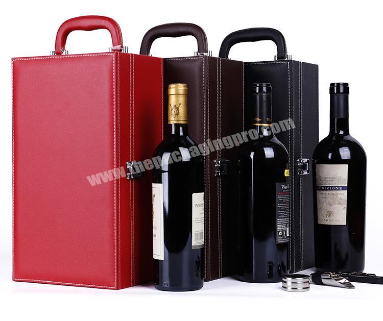 Personalized design customized high grade PU leather  wine gift boxes with lock