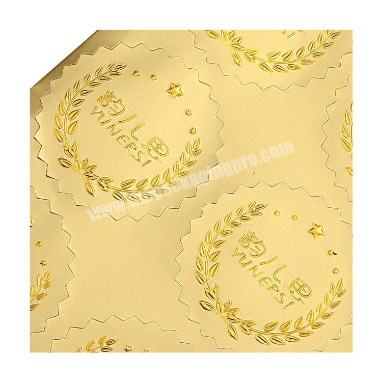 personalized die cut gold paper Hot stamping and embossed sticker