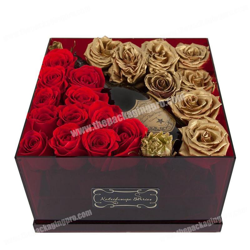 Personalized hot foil stamping luxury flower and red wine packaging gift box