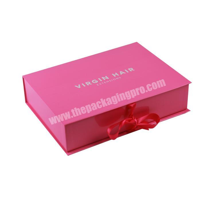 pink box with logo virgin hair extension packaging