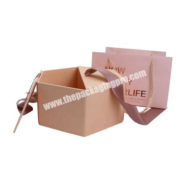 pink Christmas present gift boxes cardboard packaging box custom design with ribbon