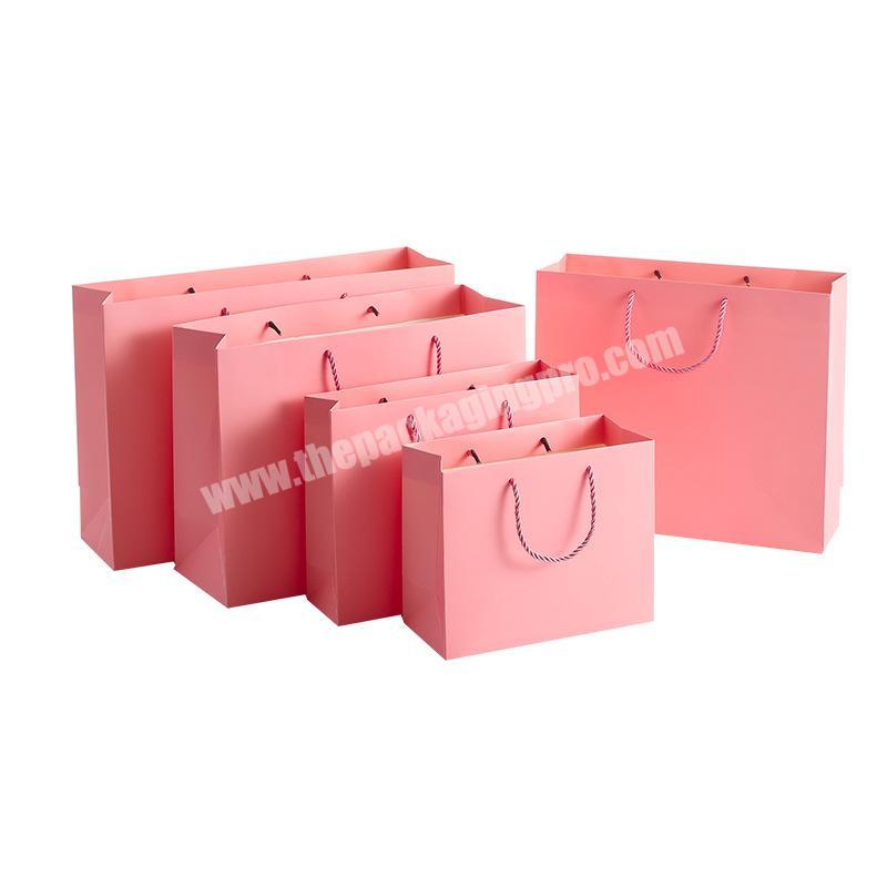Pink Custom Logo Custom Kraft Paper Shopping Bag